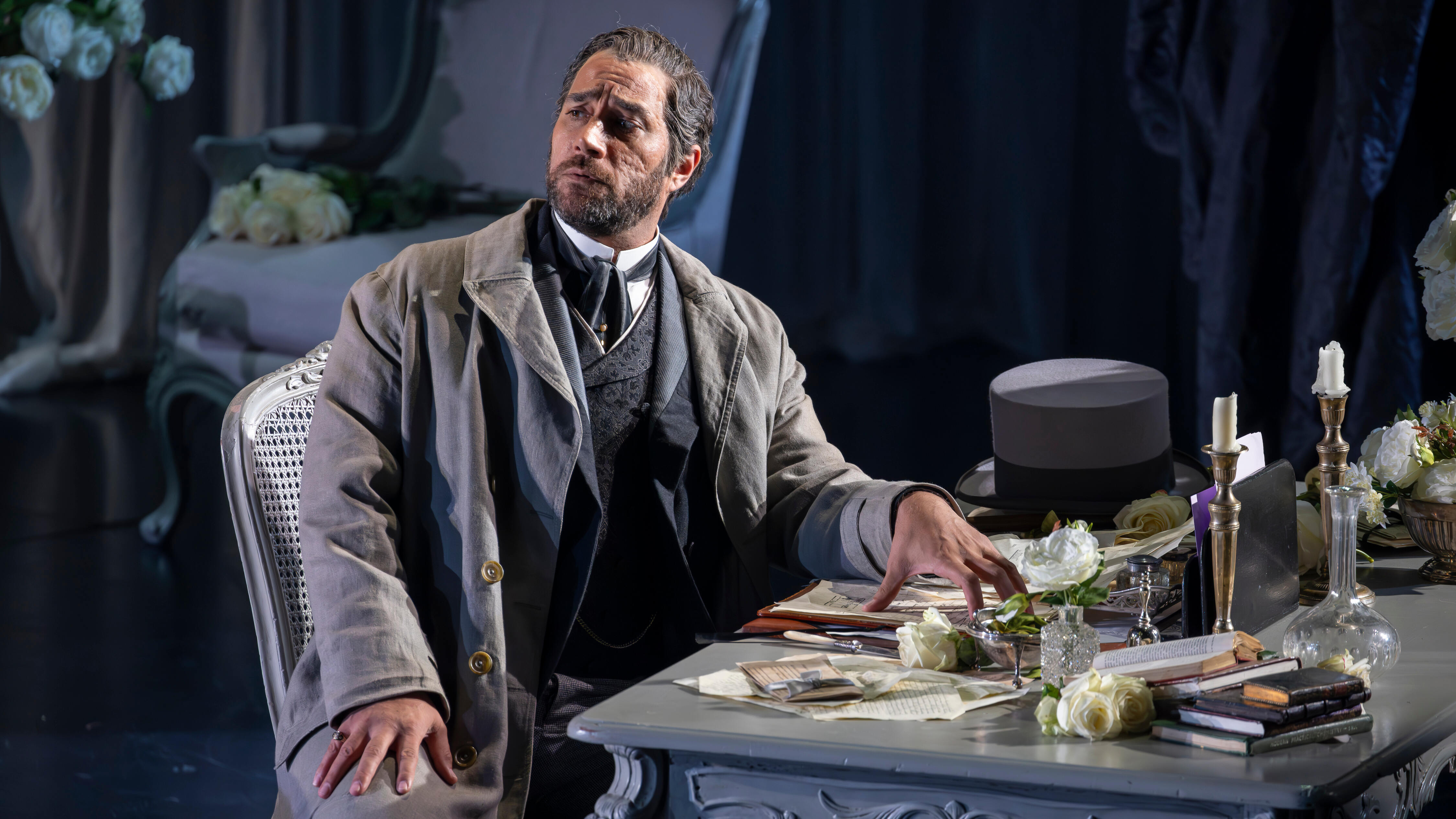 Phillip Rhodes as Giorgio Germont in La traviata. Scottish Opera 2024. Credit James Glossop.