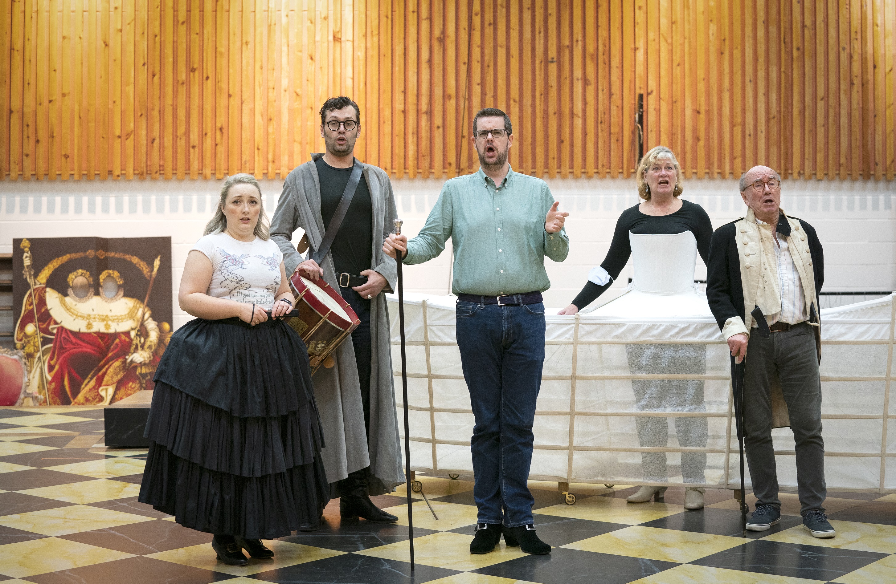 Catriona Hewitson, Dan Shelvey, Ben McAteer, Yvonne Howard and Richard Suart in The Gondoliers rehearsals. Scottish Opera 2021. Credit Jane Barlow..JPG