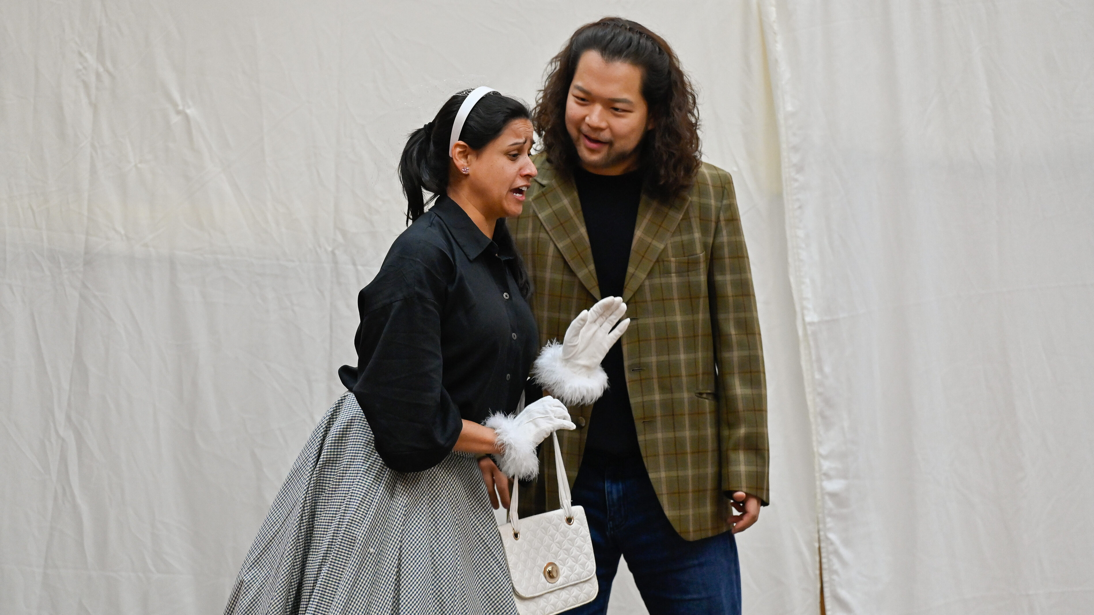 Stacey Alleaume (Norina) and Josef Jeongmeen Ahn (Doctor Malatesta) in rehearsals for Don Pasquale. Scottish Opera 2024. Credit Julie Howden..