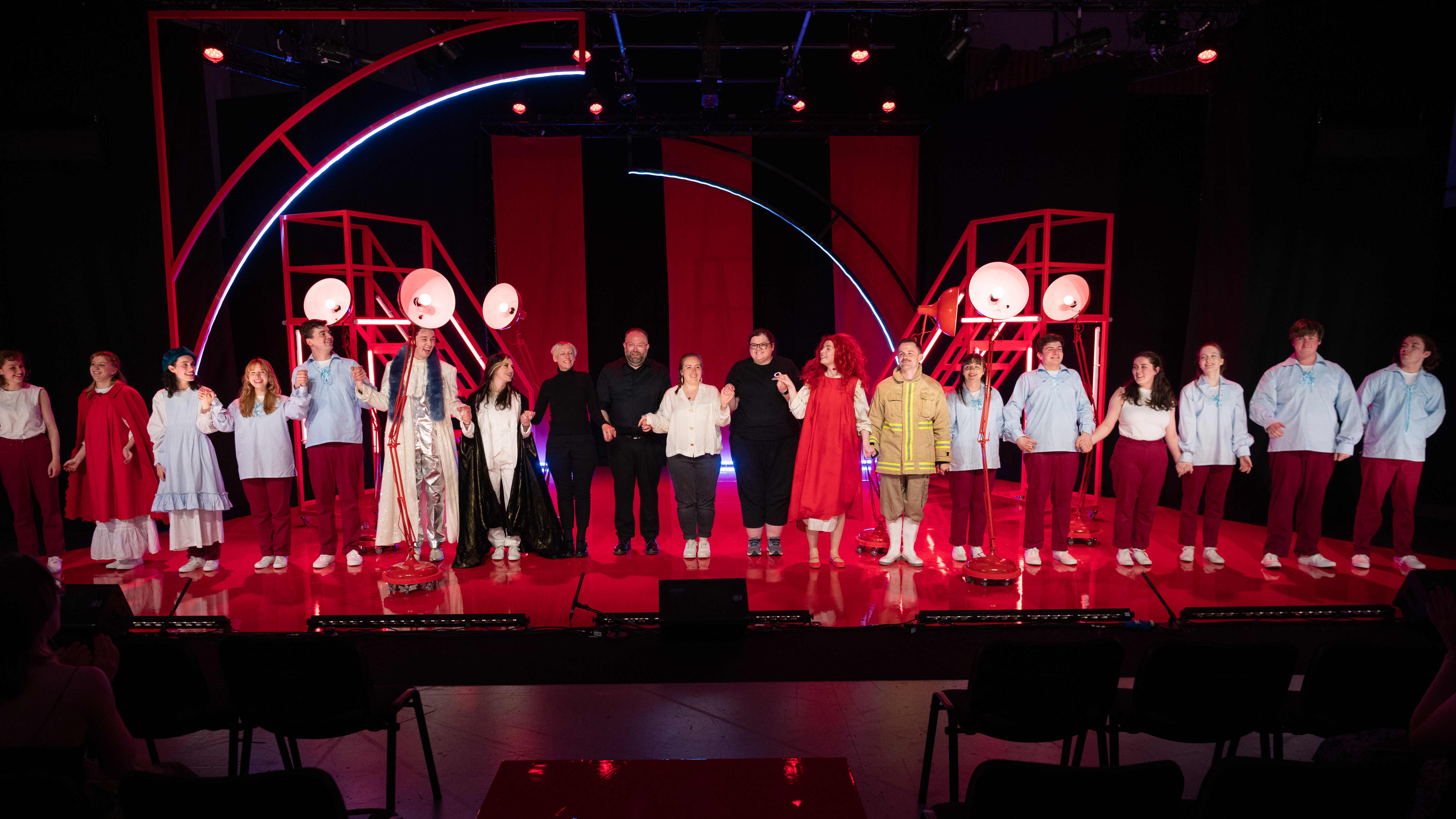 Scottish Opera Young Company at the curtain call for RED. Scottish Opera 2024. Credit Kirsty Anderson..