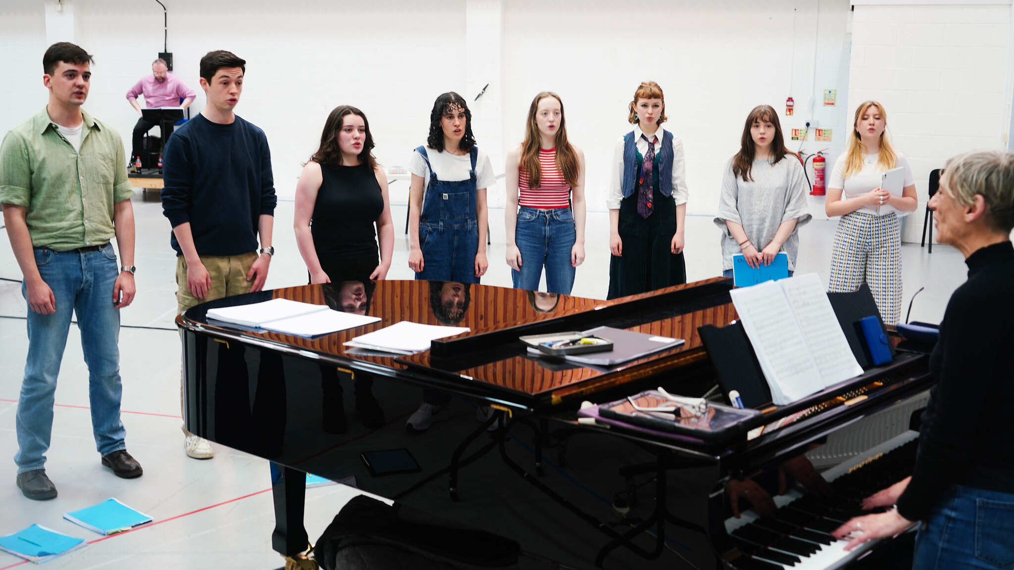 Composer Karen Maciver With Scottish Opera Young Company Members During Rehearsals For RED. Credit Ruby Pluhar.